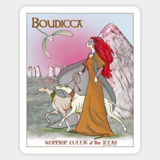 Boudicca at StoneHenge with her Greyhounds. Sticker